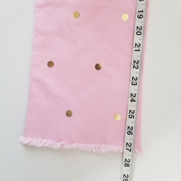 Lilly Pulitzer South Ocean Crop Flare Pink Tropics Polka Dot Denim Jeans Size 2 - Picture 7 of 15